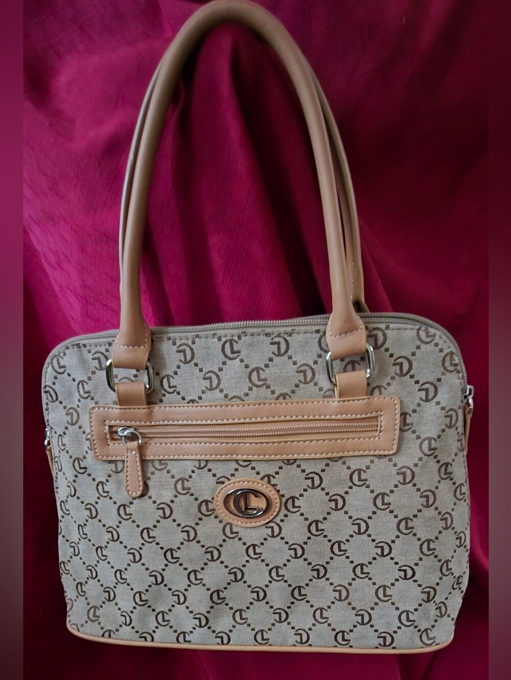 Monogram Canvas Shoulder Bag in Tan - Classic Everyday Tote